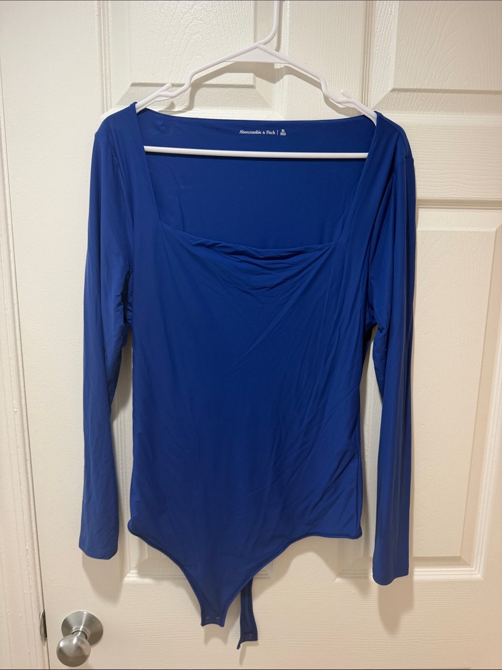 Abercrombie & Fitch Cobalt Blue soft matte Long-Sleeve Square Neck Bodysuit XL